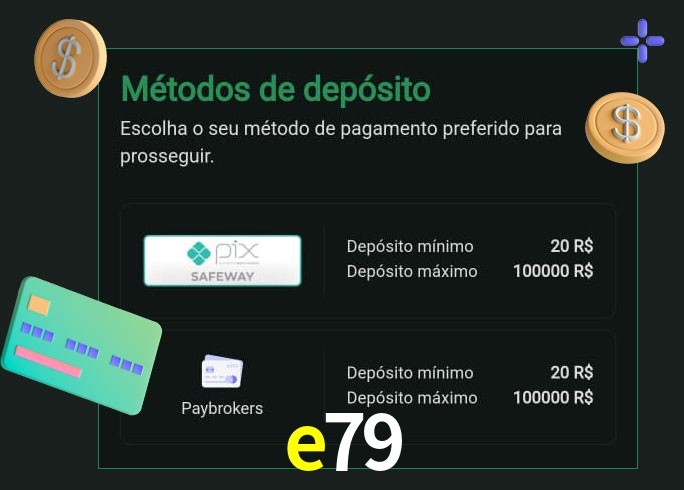 O cassino e79 oferece uma grande variedade de métodos de pagamento